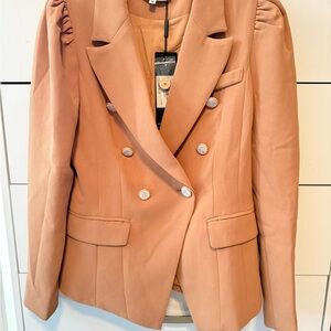 Elliatt Double-Breasted Tan Blazer